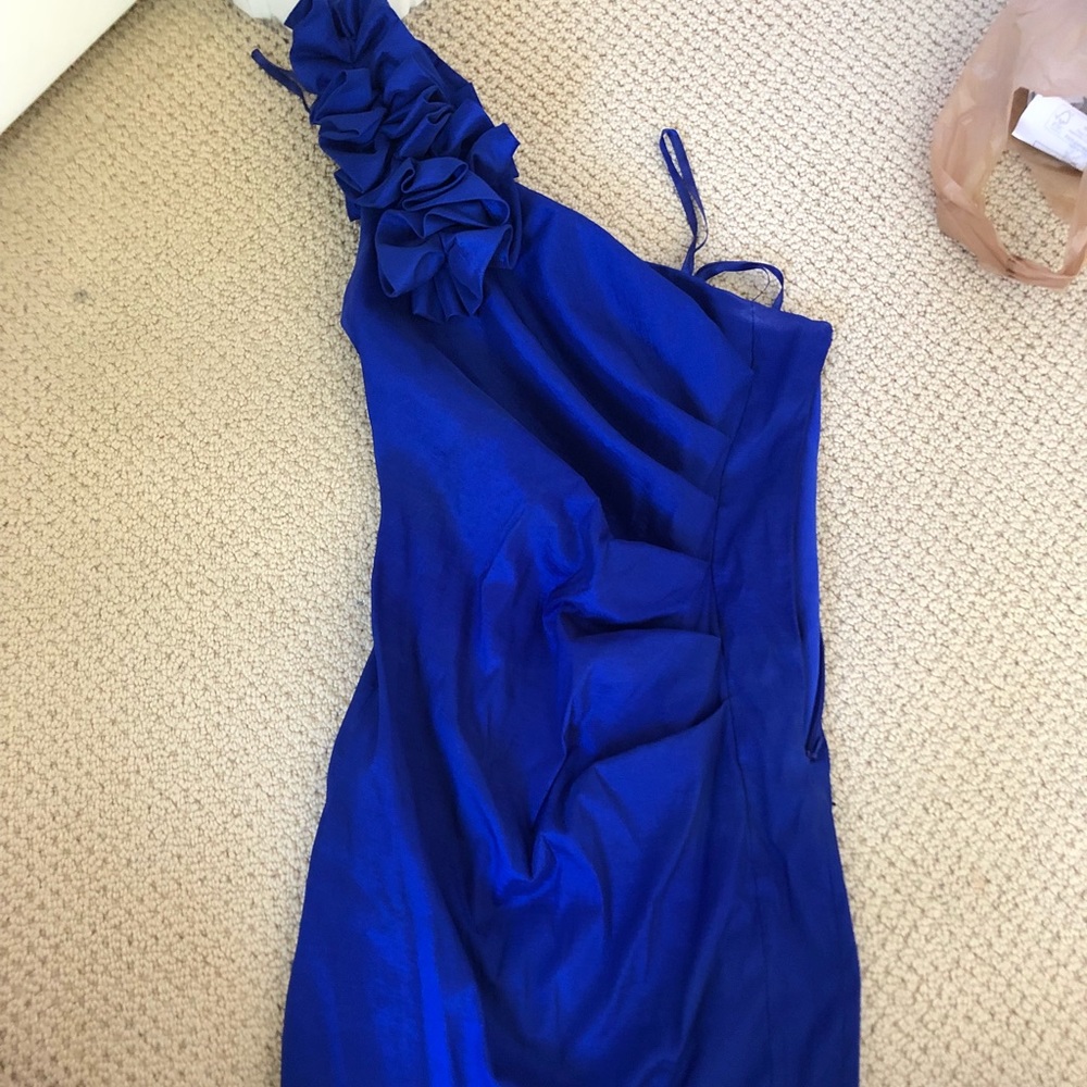 ROYAL BLUE ONE SHOULDER HOMECOMING DRESS